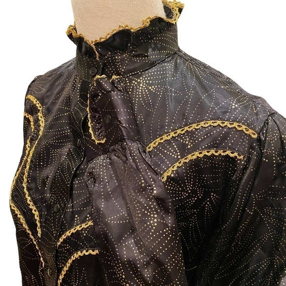 Elegant Black and Gold Button Down Shirt size Large - Picture 4 of 16